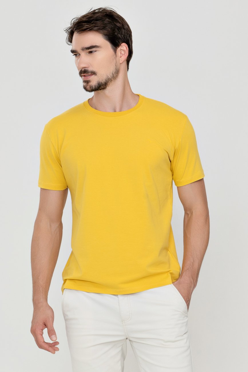 YA−MAN IS-101N GOLD CAMISETA 40/1 CO EASY FIT EM ALGODÃO E ELASTANO